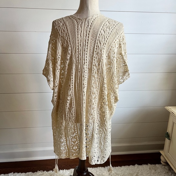 Crochet Knitted Tassel Tie Kimono Cover Up One Size - Picture 4 of 4